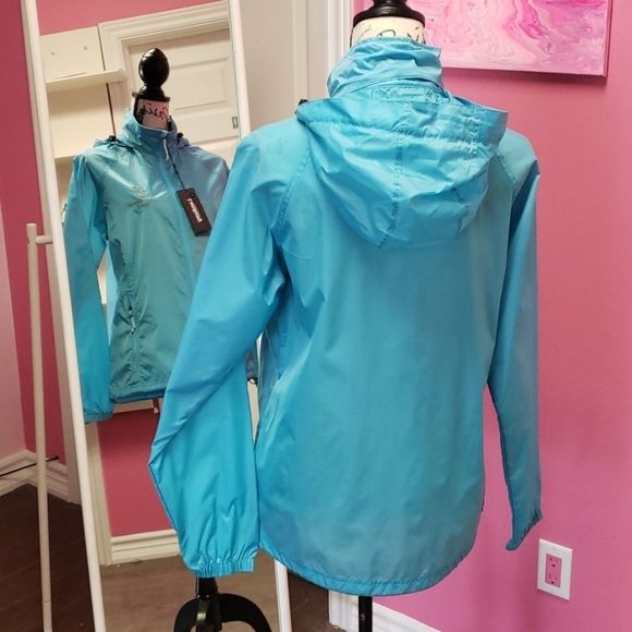 NWT 💕Landway Blue Zip Up Windbreaker Rain Jacket - Picture 3 of 15